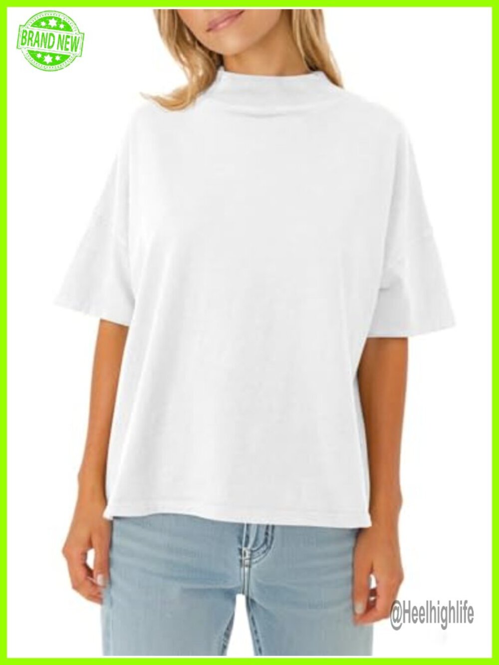 Fazortev Women's Mock Neck Short Sleeve T-Shirt Summer Top